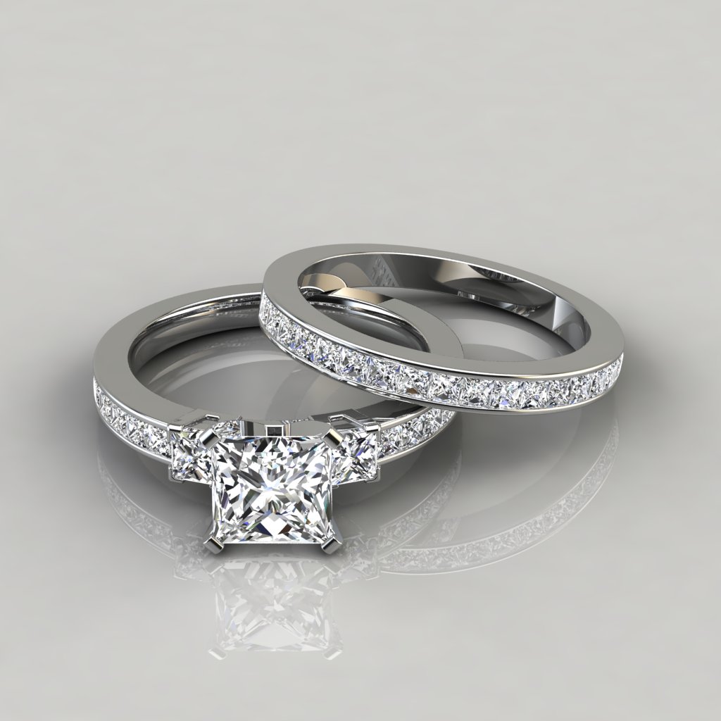 Princess Cut Wedding Bands | Forever Moissanite